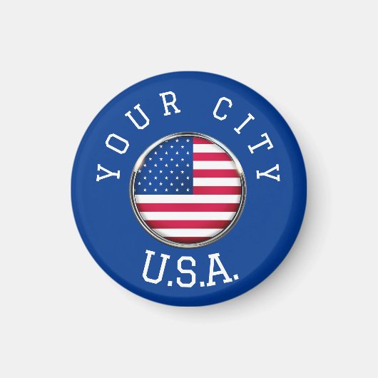 マグネット – USA パーソナライズされた – 市区町村の名前を追加 (正面)