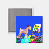マグネット: Wheaten Terrier Artist (Blue Bkgd) マグネット (正面/裏面)