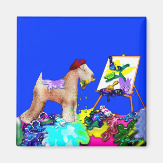 マグネット： Wheaten Terrier Artist (Blue Bkgd) マグネット