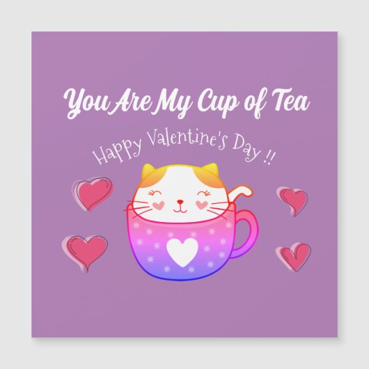 マグネティックカード　　猫がティーカップの中にいる (正面)