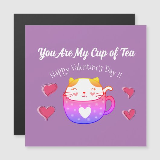 マグネティックカード　茶わんの中の猫 (正面/裏面)