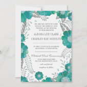 マグネティックミントフローラヴィンテージタイポグラフィ マグネット招待状 (正面)