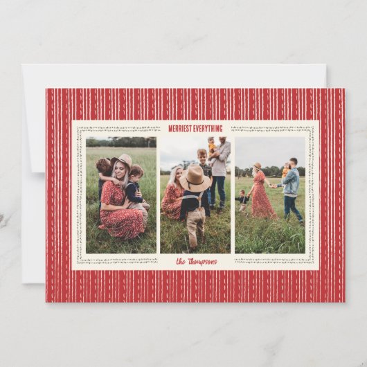 マグネティックレッドモダンファームハウスホリデーフォトカード マグネット招待状 (正面)