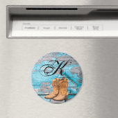 マグネパーソナライズされたットブルーウッドバーンドアブーツクン マグネット (インサイチュ (食洗機))