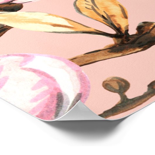 マグノの枝を持つシームレスな水の色パターン ポスター (角)