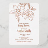 マグノエレガントリアの花、赤ちゃんシャワー 箔招待状 (正面)