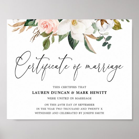 マグノエレガントリアス及び綿花婚姻証明書 ポスター (正面)