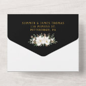 マグノエレガントリアス綿フローラグリーンリー結婚ズ オールインワン招待状 (裏面)