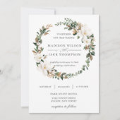 マグノエレガントリアフローラグリーンリーリース結婚ズ 招待状 (正面)