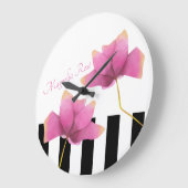 マグノモダンリアバラと白黒ストライプ付き ラージ壁時計 (傾斜)
