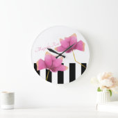 マグノモダンリアバラと白黒ストライプ付き ラージ壁時計 (ホーム)