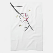 マグノリアおよび蜂蜜の蜂 キッチンタオル (縦)