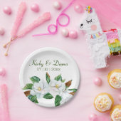 マグノリアかわいらしブーケ結婚ス紙プレート ペーパープレート (パーティー)