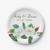 マグノリアかわいらしブーケ結婚ス紙プレート ペーパープレート (正面)