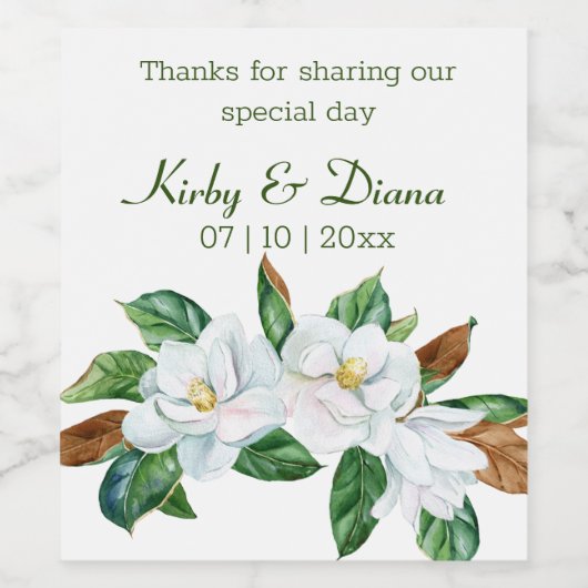 マグノリアかわいらしブーケ結婚ーズ ワインラベル (シングルラベル)