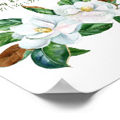 マグノリアかわいらしブーケ結婚式の贈り物&カードサイン ポスター (角)