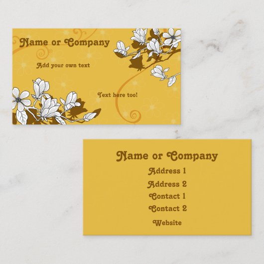 マグノリアが明るい琥珀の上で咲く 名刺 (正面/裏面)