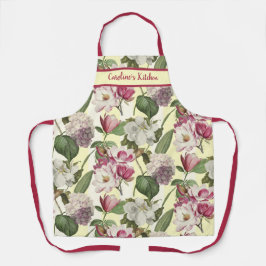 マグノリアとアジサイの花サザン料理Ap エプロン