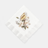 マグノリアとシャンパングラスのウェディング 縁ありランチョンナプキン (角)