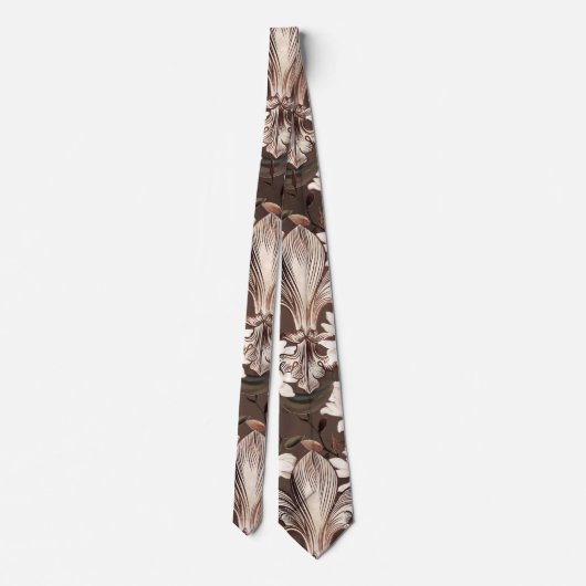 マグノリアとフルーアデリス模様 ネクタイ (裏面)