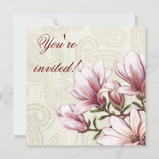 マグノリアとペイズリーの誕生日招待状 招待状 (正面)