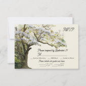 マグノリアとモスウェディングRSVP食事選択カード 招待状 (正面)