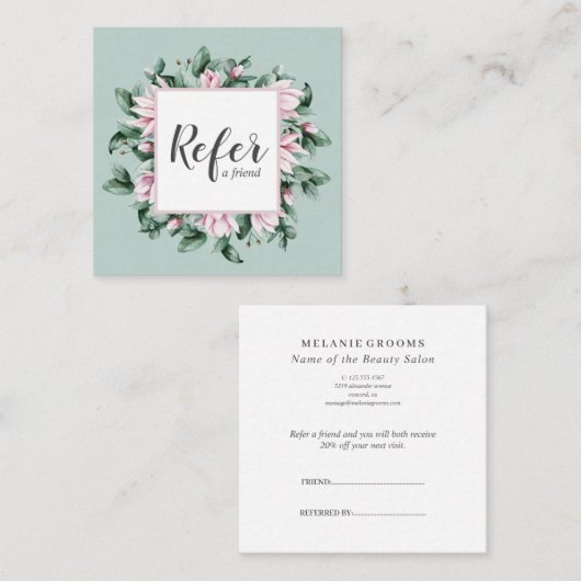 マグノリアとユーカリフローラフレームセージ緑 紹介カード (正面/裏面)