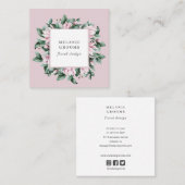 マグノリアとユーカリフローラフレームピンク スクエア名刺 (正面/裏面)