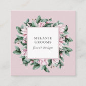 マグノリアとユーカリフローラフレームピンク スクエア名刺 (正面)
