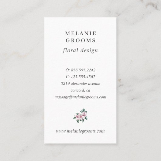 マグノリアとユーカリフローラ植物学 名刺 (裏面)