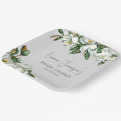 マグノリアのグリーンウェディング シャワーのための白い水彩画 ペーパープレート (傾斜あり)