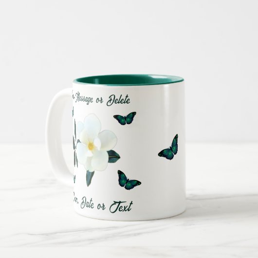 マグノリアのコーヒーマグパーソナライズされたまたは転送 ツートーンマグカップ (正面左)