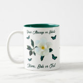 マグノリアのコーヒーマグパーソナライズされたまたは転送 ツートーンマグカップ (左)