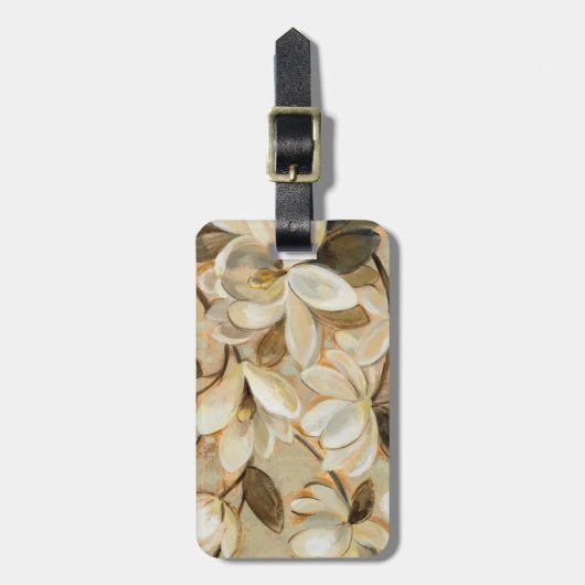 マグノリアのシンプルのクリーム ラゲッジタグ (正面縦)