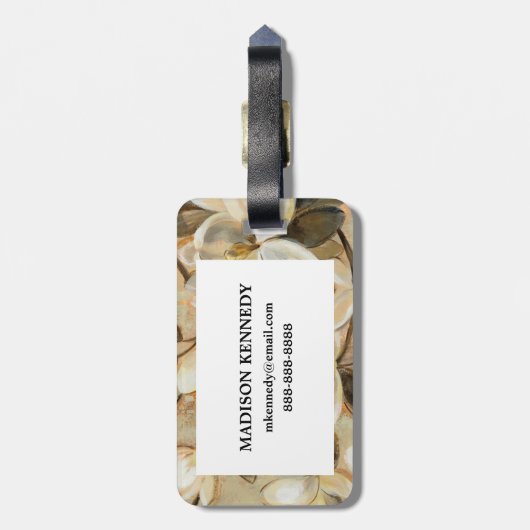 マグノリアのシンプルのクリーム ラゲッジタグ (裏面縦)