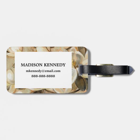 マグノリアのシンプルのクリーム ラゲッジタグ (裏面横)