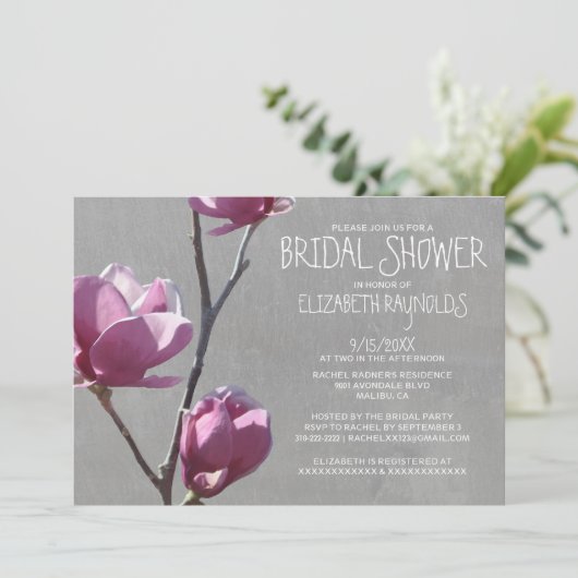 マグノリアのブライダルシャワー招待状 招待状 (スタンド正面)