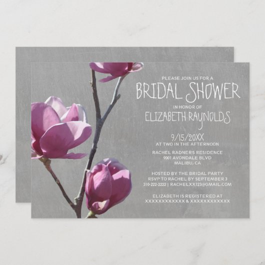 マグノリアのブライダルシャワー招待状 招待状 (正面/裏面)