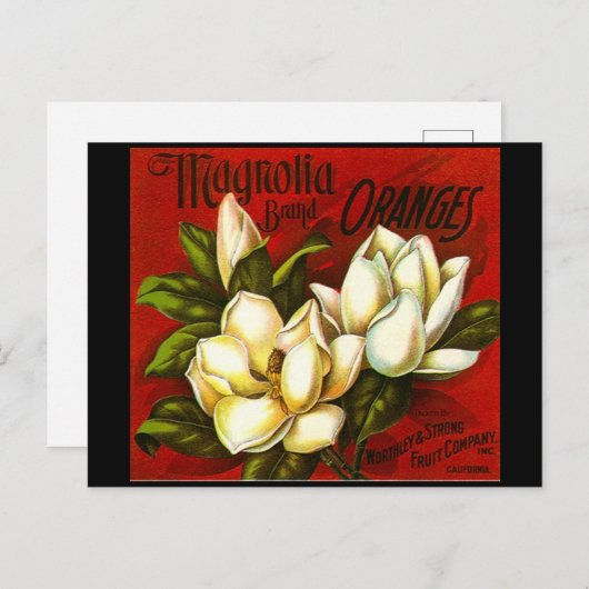 マグノリアのブランドの木枠のラベルを広告するヴィンテージ シーズンポストカード (正面/裏面)