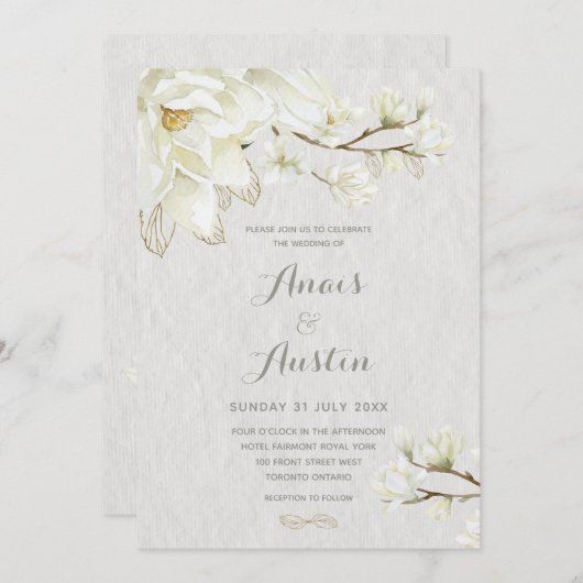 マグノリアの午後結婚の午後 招待状 (正面/裏面)