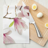 マグノリアの白 キッチンタオル (四つ折り)