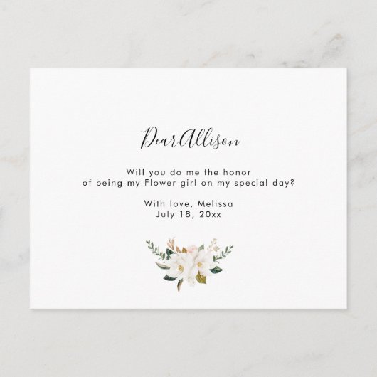 マグノリアの花が私のフローガルカードになる インビテーションポストカード (裏面)