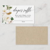 マグノリアの花のベビーシャワーのおむつのラッフルカード エンクロージャーカード (正面/裏面)