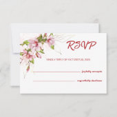 マグノリアの花のラスティックウェディング返信カード 出欠カード (正面)