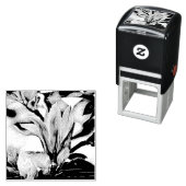 マグノリアの花の枝の自己の手描きのスケッチ セルフインキングスタンプ (インサイチュ)