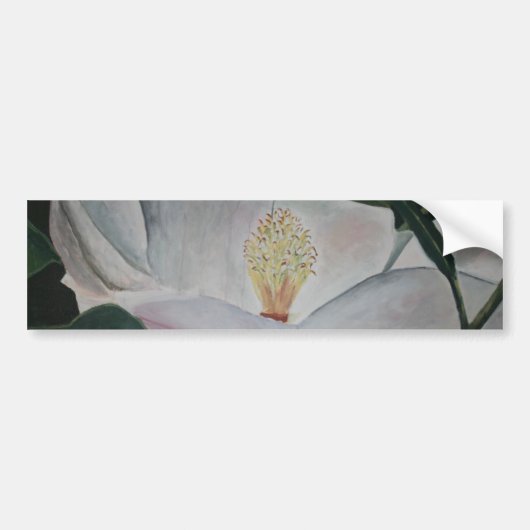 マグノリアの花の油絵 バンパーステッカー (正面)