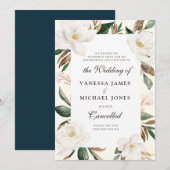 マグノリアの花の結婚式中止のお知らせ 招待状 (正面/裏面)