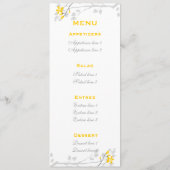 マグノリアの花は黄色、グレー結婚のメニューカード メニュー (裏面)