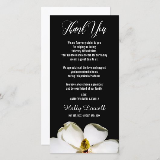 マグノリアの花びら|の悔やみや弔慰は感謝していしています サンキューカード (正面/裏面)