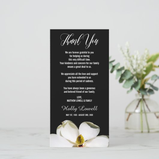 マグノリアの花びら|の悔やみや弔慰は感謝していしています サンキューカード (スタンド正面)